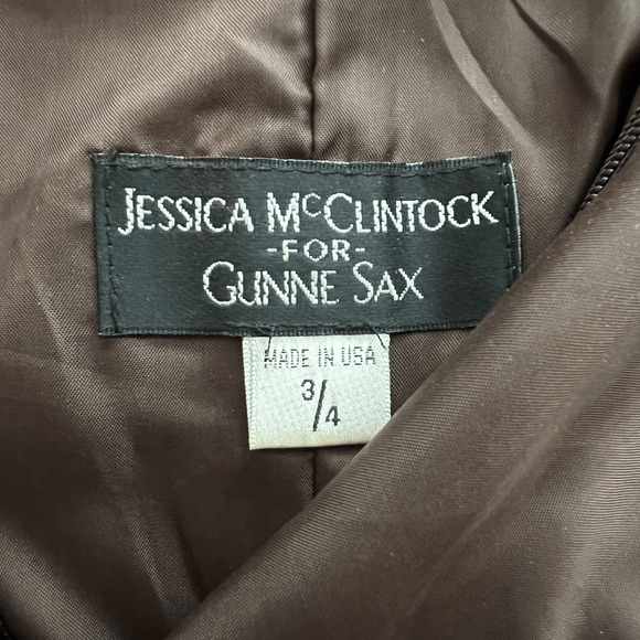 Vintage Jessica McClintok Gunne Sax Dress Womens 3/4 Retro 90s 80s Satin Dot - Picture 6 of 12